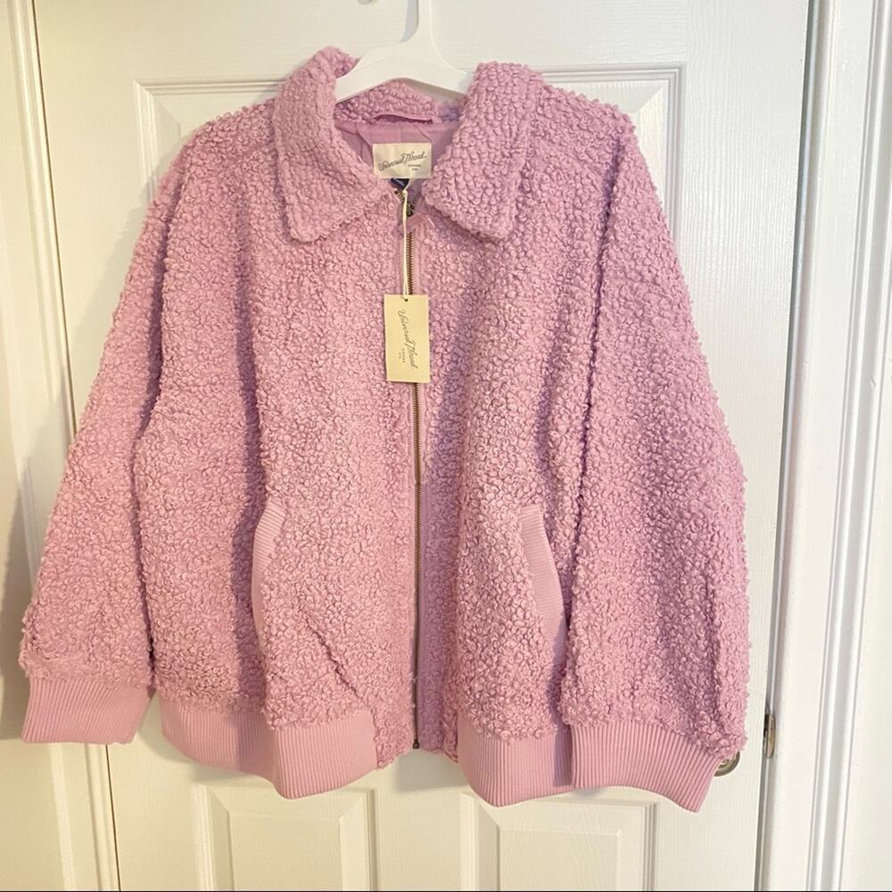 Womens sherpa Jacket Universal Thread Mauve Lilac Lavender Pastel Bomber NWT 2X